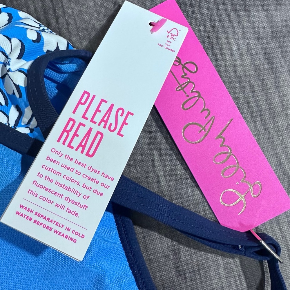 Lilly Pulitzer Baela Swimsuit in Lunar Blue Palm Beach Petals NWT [1457] - Picture 11 of 11